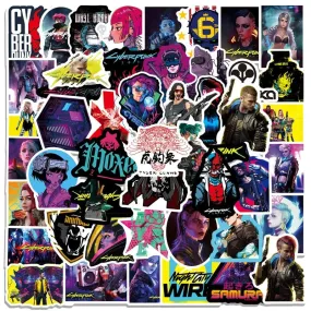 10-50 Piece Cyberpunk 2077 Game Sticker Set: Waterproof for Phones, Laptops, Luggage, and Skateboards