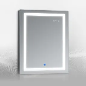 DECADOM LED Mirror Medicine Cabinet Recessed or Surface, Dimmer, Clock, Room Temp Display, Dual Outlets Duna 24x32R