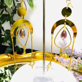 Gold Dipped Moon Star Earrings