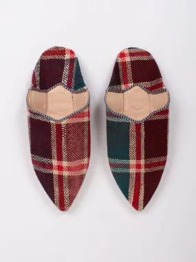 Moroccan Boujad Pointed Babouche Slippers, Ourika Check