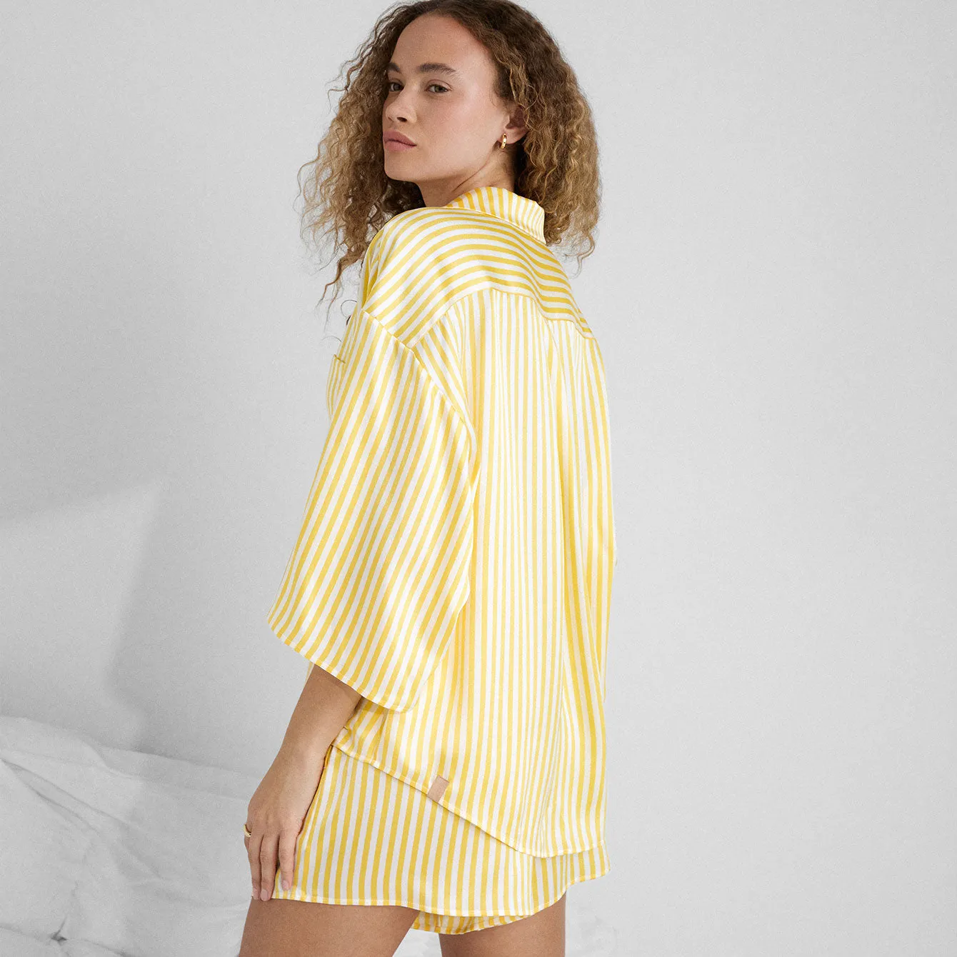 Washable Silk Relaxed Button Up Short Set